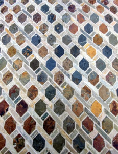 A close-up of multi-colored tile.