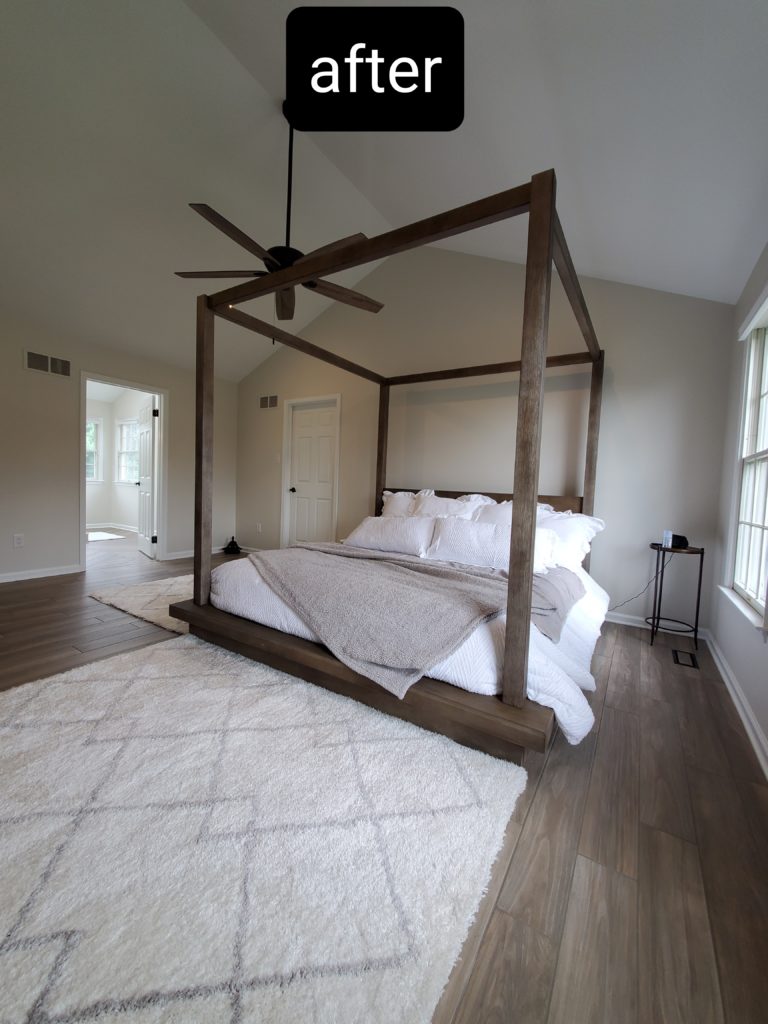 An innovative redesign of a master bedroom with a new abstract bedframe