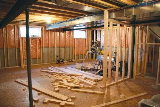 A basement remodeling project